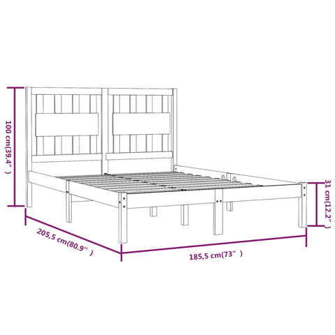 vidaXL Bed Frame without Mattress White Solid Wood Super King