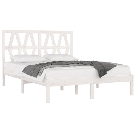 vidaXL Bed Frame without Mattress White Solid Wood Small Double
