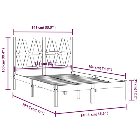 vidaXL Bed Frame without Mattress Solid Wood Double