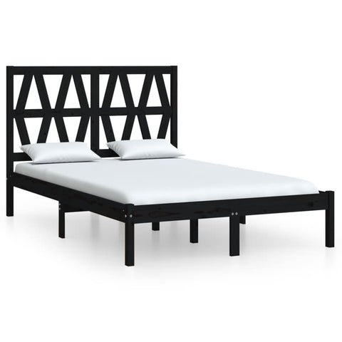 3103982 vidaXL Bed Frame without Mattress Black Solid Wood 140x190 cm (810001+818624)