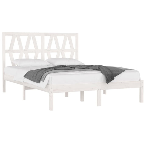vidaXL Bed Frame without Mattress White Solid Wood Pine King Size