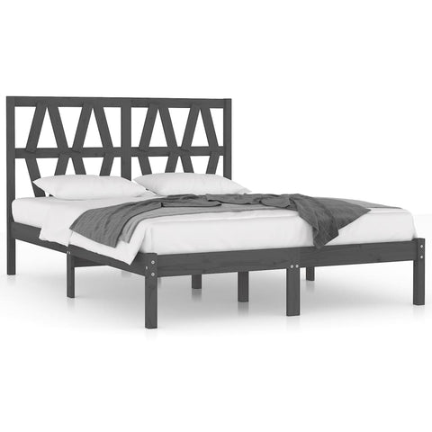 3104020 vidaXL Bed Frame without Mattress Grey Solid Wood 200x200 cm (810039+818642)