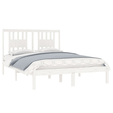 vidaXL Bed Frame without Mattress White Solid Wood Double