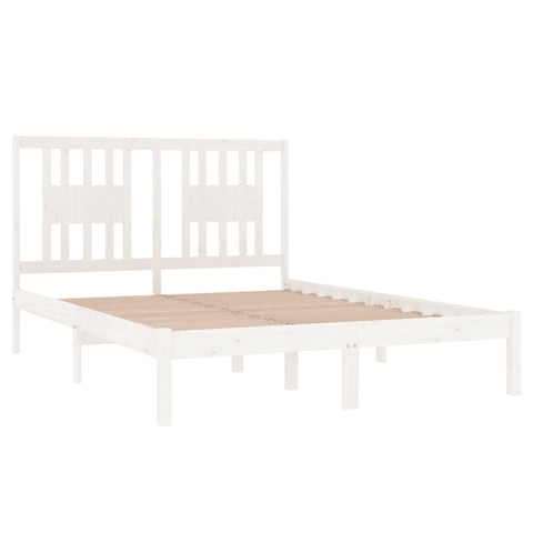 vidaXL Bed Frame without Mattress White Solid Wood Double