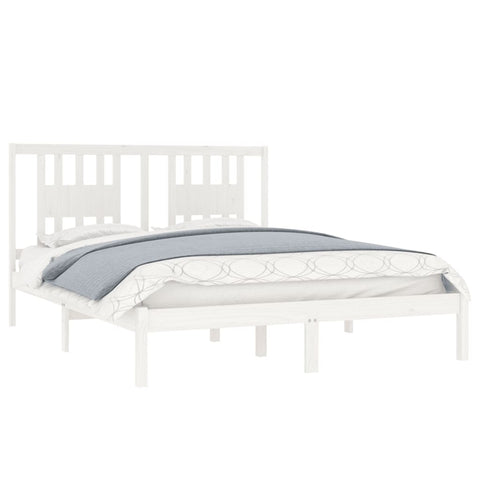 3104064 vidaXL Bed Frame without Mattress White Solid Wood 140x200 cm (810018+818671)
