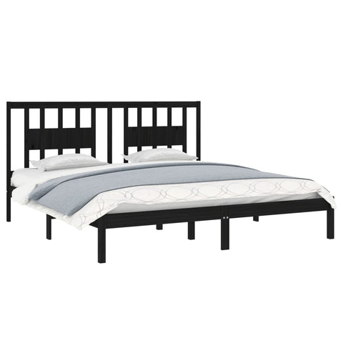 3104087 vidaXL Bed Frame without Mattress Black Solid Wood 200x200 cm (810041+818694)