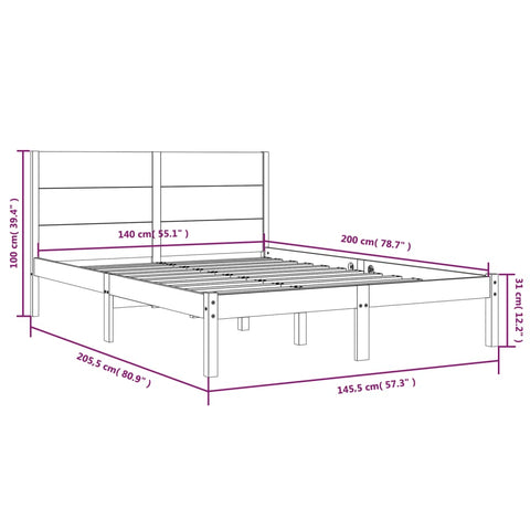 vidaXL Bed Frame without Mattress White 140x200 cm Solid Wood Pine