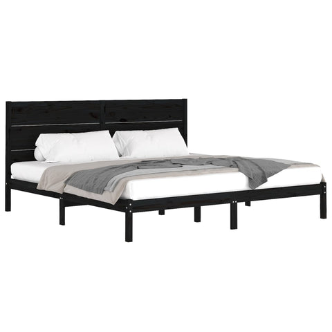 vidaXL Bed Frame without Mattress Black 200x200 cm Solid Wood Pine