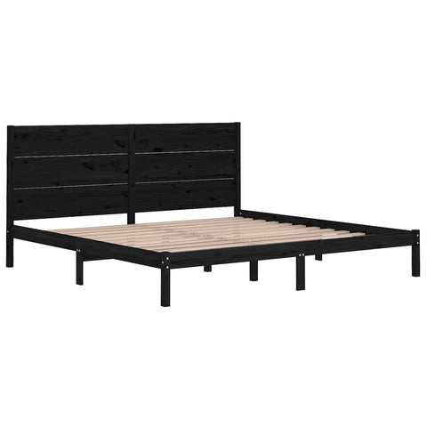 vidaXL Bed Frame without Mattress Black 200x200 cm Solid Wood Pine