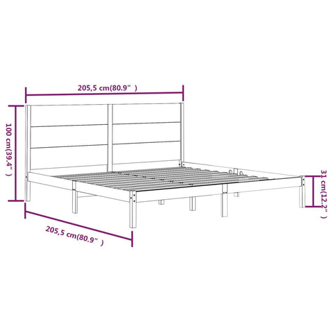vidaXL Bed Frame without Mattress Black 200x200 cm Solid Wood Pine