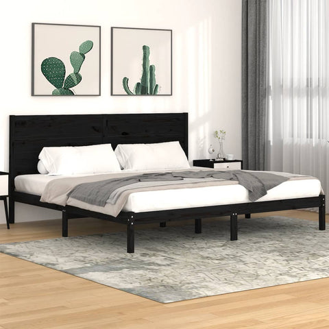 vidaXL Bed Frame without Mattress Black 200x200 cm Solid Wood Pine