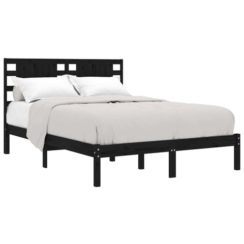 vidaXL Bed Frame without Mattress Black 140x190 cm Solid Wood Pine