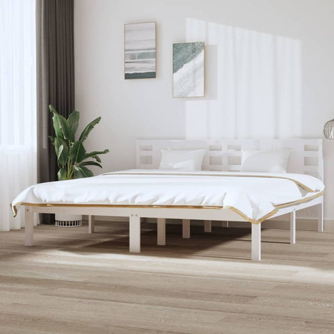 vidaXL Bed Frame without Mattress White 200x200 cm Solid Wood Pine