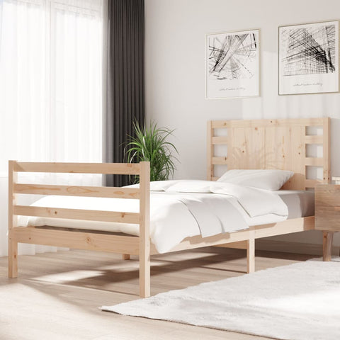 vidaXL Bed Frame without Mattress 75x190 cm Small Single Solid Wood Pine