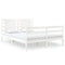 vidaXL Bed Frame without Mattress White 120x190 cm Small Double Solid Wood Pine
