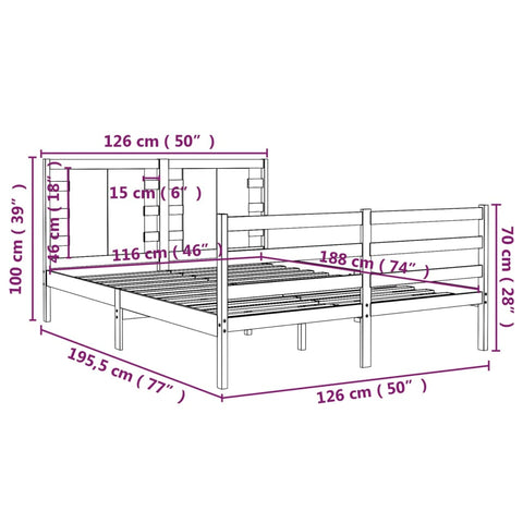 vidaXL Bed Frame without Mattress White 120x190 cm Small Double Solid Wood Pine