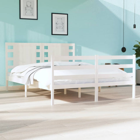 vidaXL Bed Frame without Mattress White 120x190 cm Small Double Solid Wood Pine