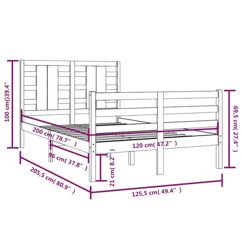 vidaXL Bed Frame without Mattress White 120x200 cm Solid Wood Pine