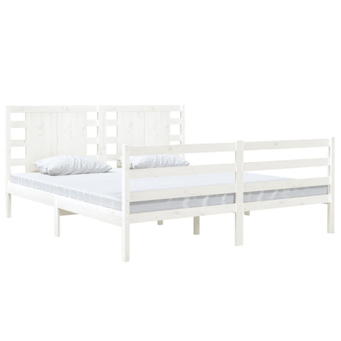vidaXL Bed Frame without Mattress White 150x200 cm King Size Solid Wood Pine