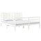 vidaXL Bed Frame without Mattress White 150x200 cm King Size Solid Wood Pine