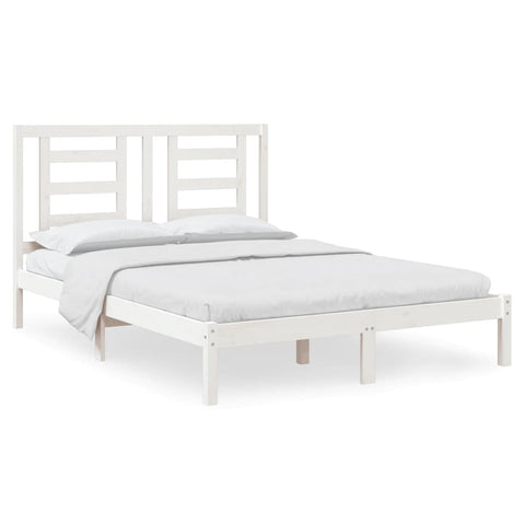 vidaXL Bed Frame without Mattress White 140x190 cm Solid Wood Pine