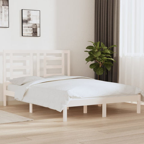 vidaXL Bed Frame without Mattress White 140x190 cm Solid Wood Pine