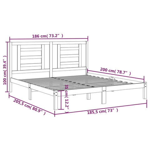 vidaXL Bed Frame without Mattress White 180x200 cm Super King Solid Wood