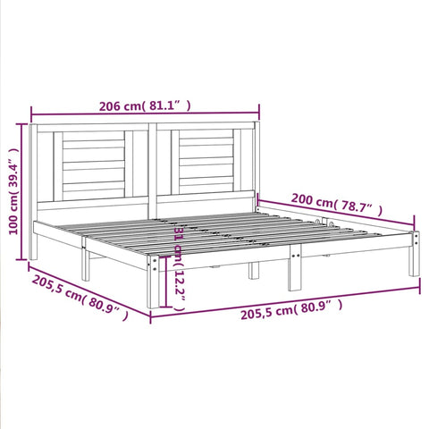vidaXL Bed Frame without Mattress Grey 200x200 cm Solid Wood Pine