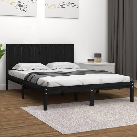 vidaXL Bed Frame without Mattress Black 200x200 cm Solid Wood Pine