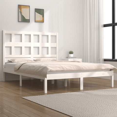 vidaXL Bed Frame without Mattress White 140x190 cm Solid Wood Pine