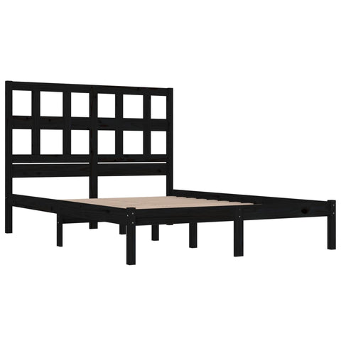 vidaXL Bed Frame without Mattress Black 140x190 cm Solid Wood Pine