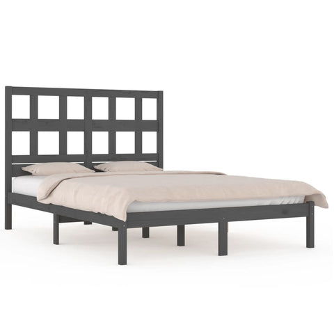 vidaXL Bed Frame without Mattress Grey 200x200 cm Solid Wood Pine