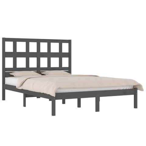 vidaXL Bed Frame without Mattress Grey 200x200 cm Solid Wood Pine