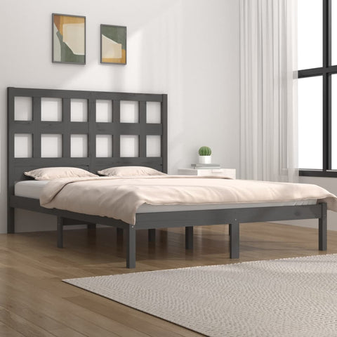 vidaXL Bed Frame without Mattress Grey 200x200 cm Solid Wood Pine