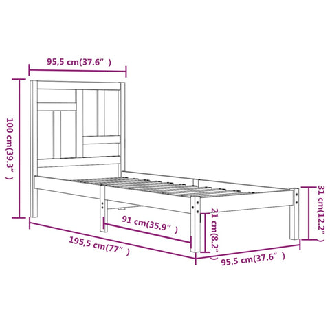 vidaXL Bed Frame without Mattress 90x190 cm Single Solid Wood Pine