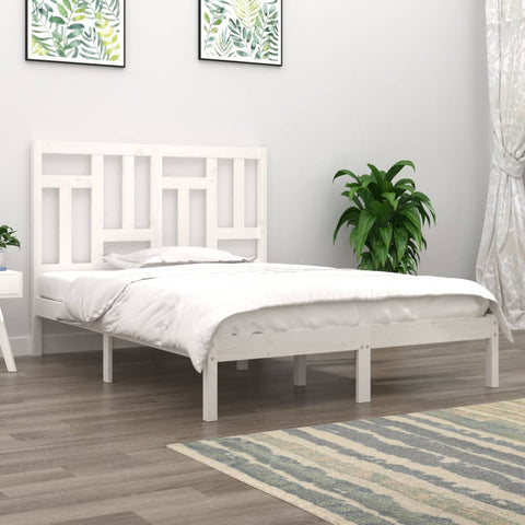 vidaXL Bed Frame without Mattress White 140x190 cm Solid Wood Pine