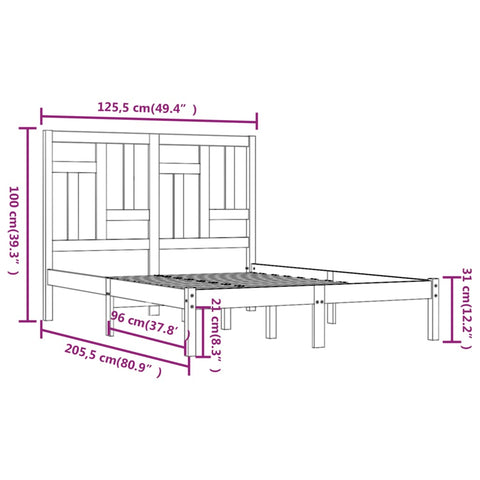 vidaXL Bed Frame without Mattress 120x200 cm Solid Wood Pine