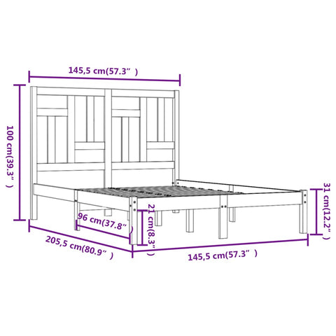 vidaXL Bed Frame without Mattress White 140x200 cm Solid Wood Pine