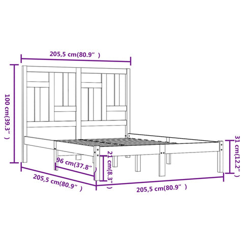 vidaXL Bed Frame without Mattress White 200x200 cm Solid Wood Pine
