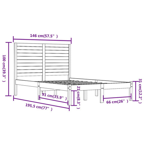 vidaXL Bed Frame without Mattress Black 140x190 cm Solid Wood