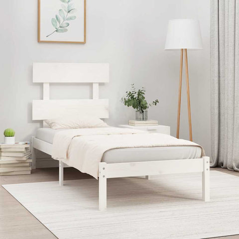 vidaXL Bed Frame without Mattress White 90x190 cm Single Solid Wood