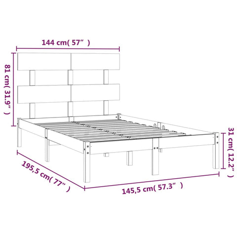 vidaXL Bed Frame without Mattress 140x190 cm Solid Wood
