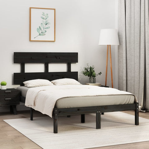 vidaXL Bed Frame without Mattress Black 140x190 cm Solid Wood