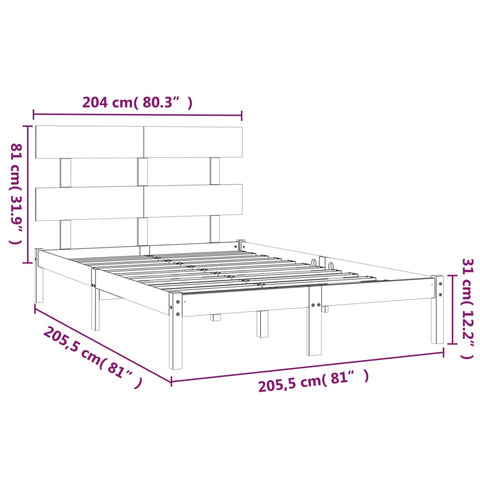vidaXL Bed Frame without Mattress Grey 200x200 cm Solid Wood