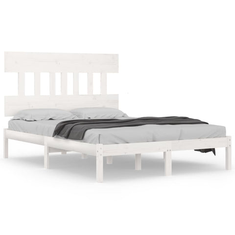 vidaXL Bed Frame without Mattress White 140x190 cm Solid Wood