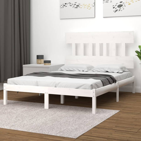 vidaXL Bed Frame without Mattress White 180x200 cm Super King Solid Wood