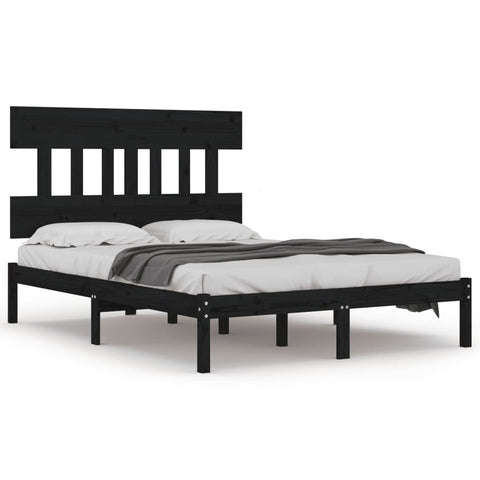 vidaXL Bed Frame without Mattress Black 200x200 cm Solid Wood