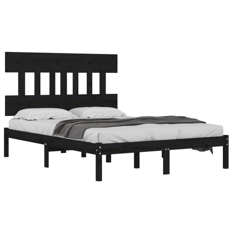 vidaXL Bed Frame without Mattress Black 200x200 cm Solid Wood