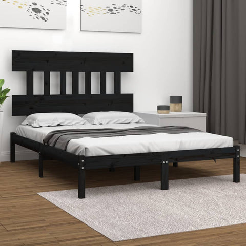 vidaXL Bed Frame without Mattress Black 200x200 cm Solid Wood