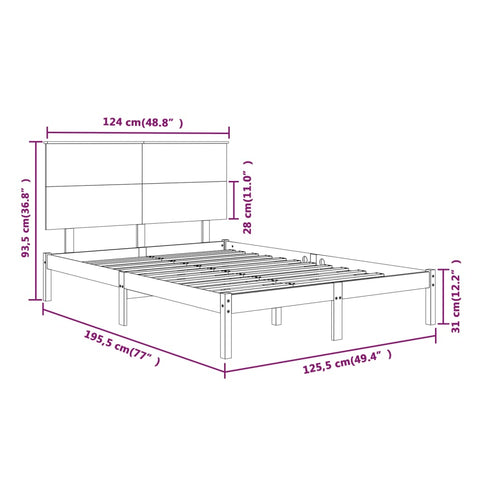 vidaXL Bed Frame without Mattress White 120x190 cm Small Double Solid Wood